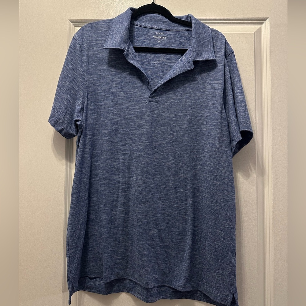 J. Crew Heathered Blue Performance Polo Shirt